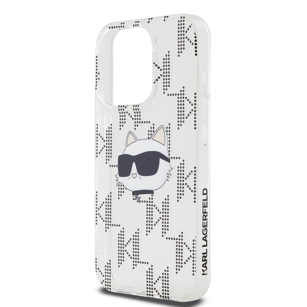 Husa de protectie Karl Lagerfeld IML Luxury (KLHCP15LHKLPCHT) compatibil cu iPhone 15 Pro, Transparent Choupette Head&Monogram