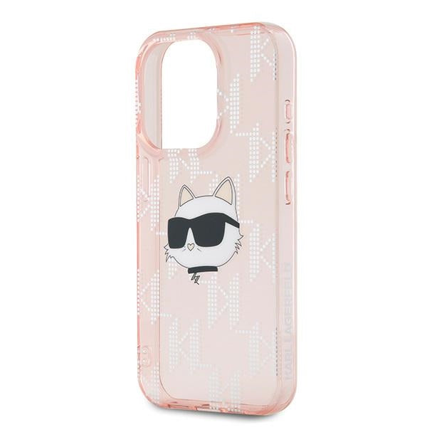 Husa de protectie Karl Lagerfeld IML Luxury (KLHCP15LHKLPCHP) compatibil cu iPhone 15 Pro, Roz Choupette Head&Monogram