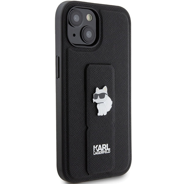 Husa de protectie Karl Lagerfeld Saffiano Gripstand (KLHCP15SGSACHPK) compatibil cu iPhone 15, Choupette