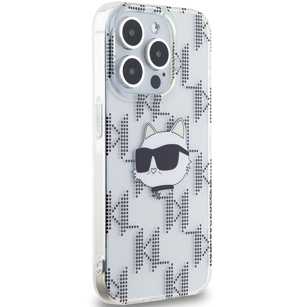 Husa de protectie Karl Lagerfeld IML Luxury (KLHCP15XHKLPCHT) compatibil cu iPhone 15 Pro Max, Transparent Choupette Head&Monogram