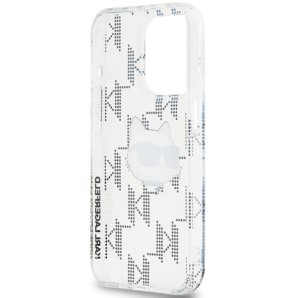 Husa de protectie Karl Lagerfeld IML Luxury (KLHCP15XHKLPCHT) compatibil cu iPhone 15 Pro Max, Transparent Choupette Head&Monogram