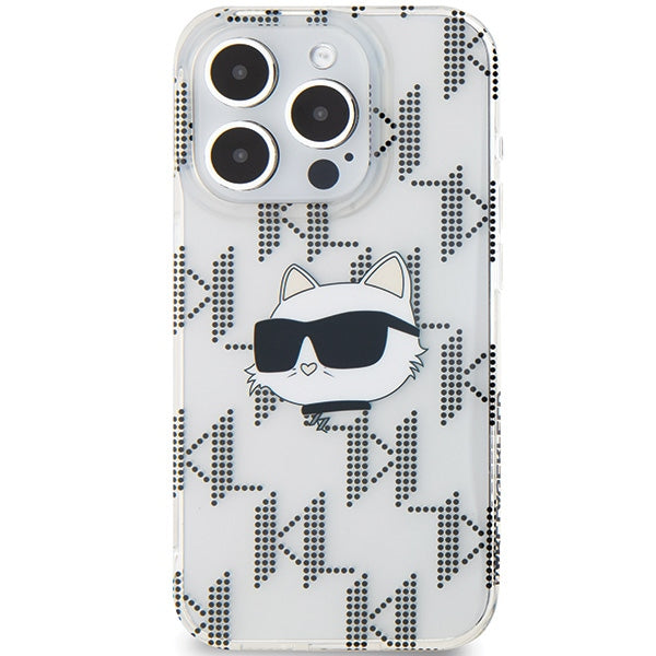 Husa de protectie Karl Lagerfeld IML Luxury (KLHCP15XHKLPCHT) compatibil cu iPhone 15 Pro Max, Transparent Choupette Head&Monogram