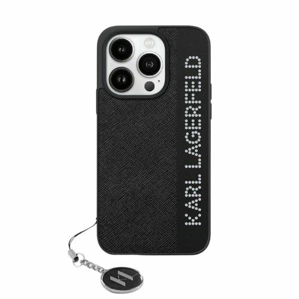 Husa de protectie Karl Lagerfeld Saffiano Rhinestones&Charm (KLHCP15XPSAKDGCK) compatibil cu iPhone 15 Pro Max, Negru