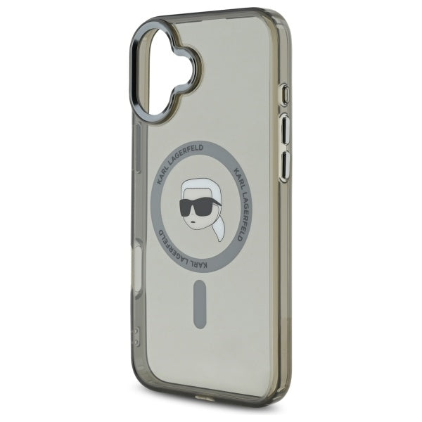 Husa de protectie Karl Lagerfeld IML MagSafe (KLHMP16SHLSKIK) compatibil cu iPhone 16, Metal Karl`s Head