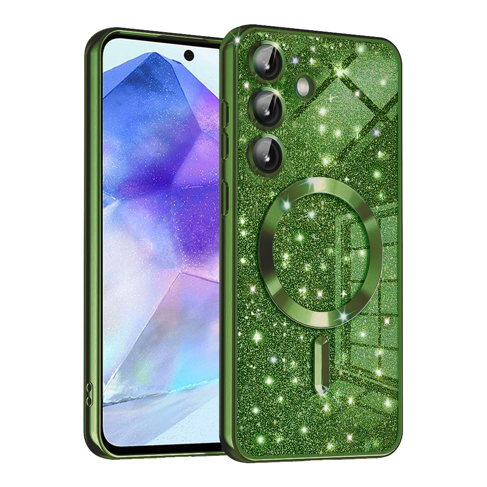 Husa de protectie Techsuit Luxury Glitter MagSafe compatibil cu Samsung Galaxy A55 5G, Deep Green