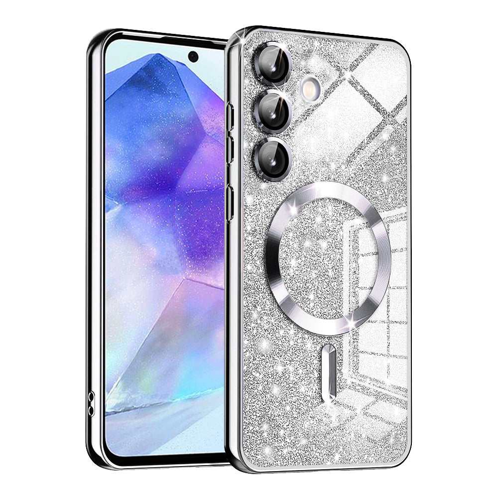 Husa de protectie Techsuit Luxury Glitter MagSafe compatibil cu Samsung Galaxy A55 5G, Argintiu