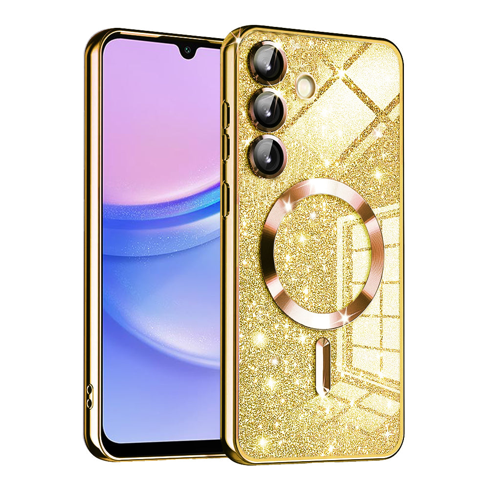 Husa de protectie Techsuit Luxury Glitter MagSafe compatibil cu Samsung Galaxy A15 4G / A15 5G, Auriu