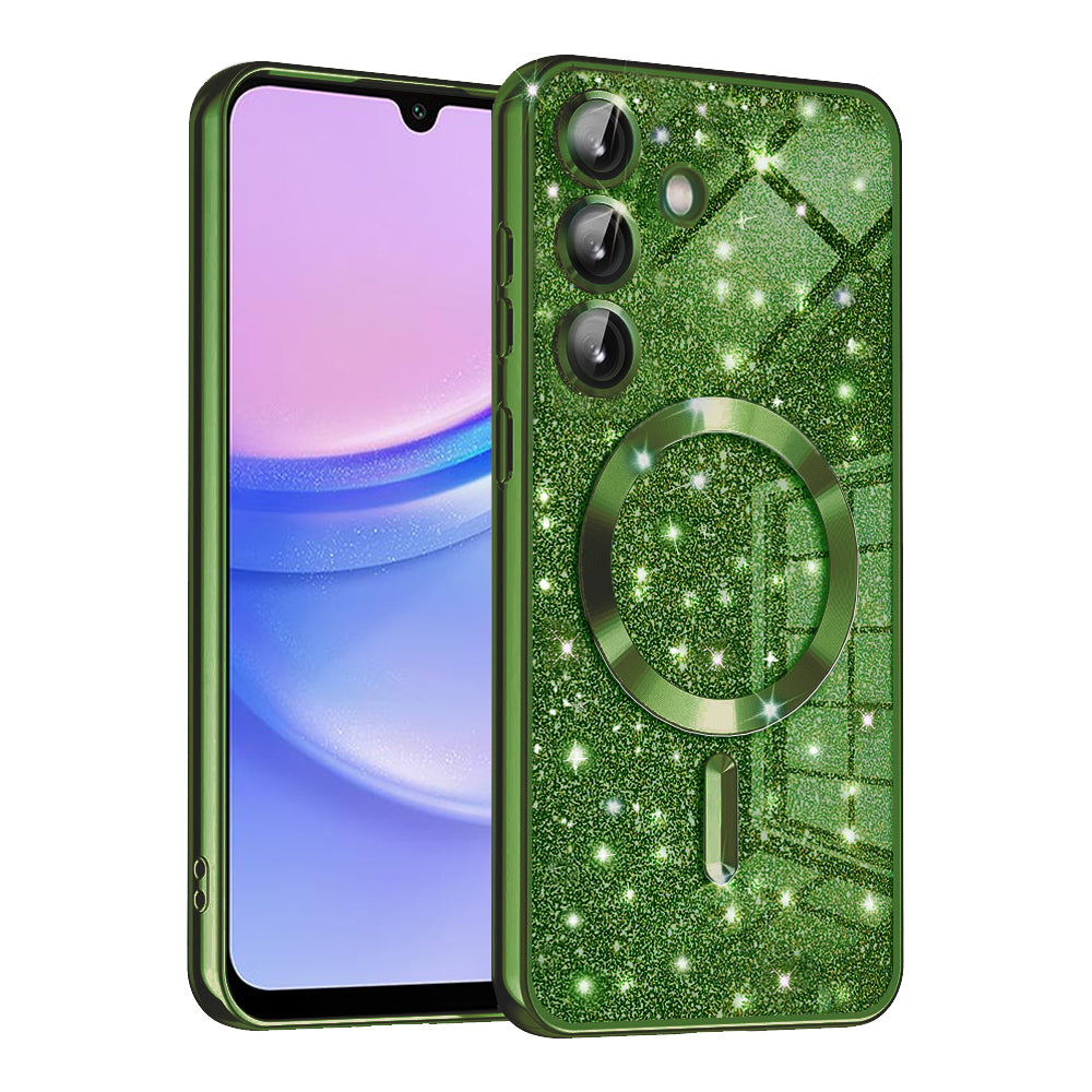 Husa de protectie Techsuit Luxury Glitter MagSafe compatibil cu Samsung Galaxy A15 4G / A15 5G, Deep Green