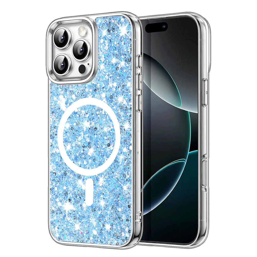 Husa de protectie Techsuit Sparkly Glitter MagSafe compatibil cu iPhone 16 Pro Max, Albastru