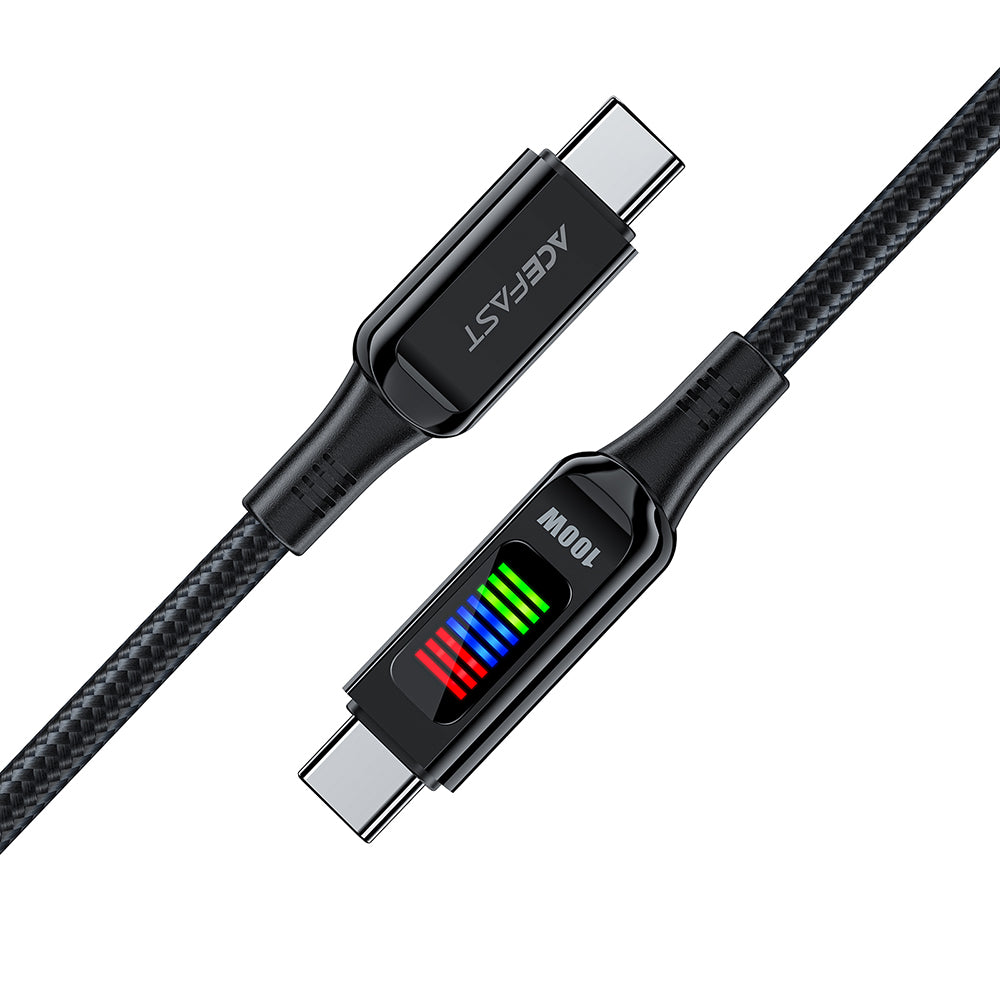 Cablu Acefast (C7-03), Type-C to Type-C, 100W Fast Charging, 5A, LED Display, 1.2m, Negru