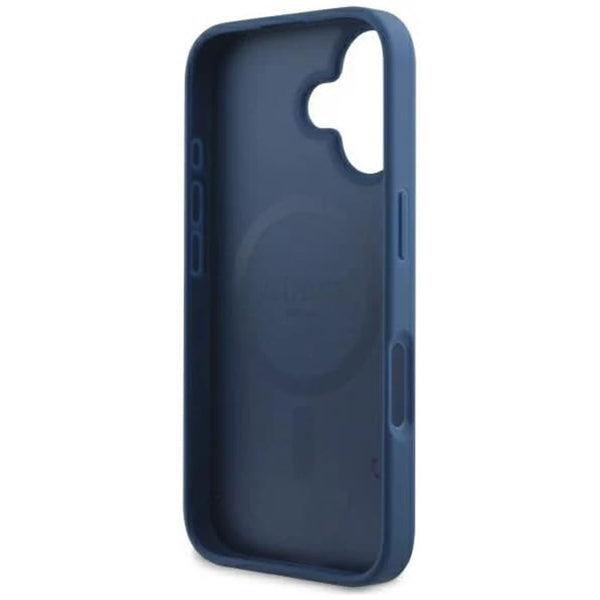 Husa de protectie Guess Hardcase 4G Printed Stripes MagSafe (GUHMP16SP4RPSB) compatibil cu iPhone 16, Albastru