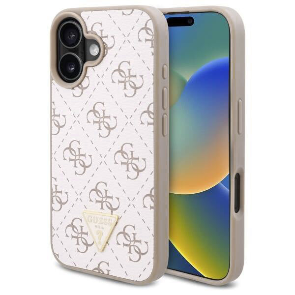 Husa de protectie Guess Hardcase 4G Triangle Metal Logo (GUHCP16SPG4GPH) compatibil cu iPhone 16, Alb