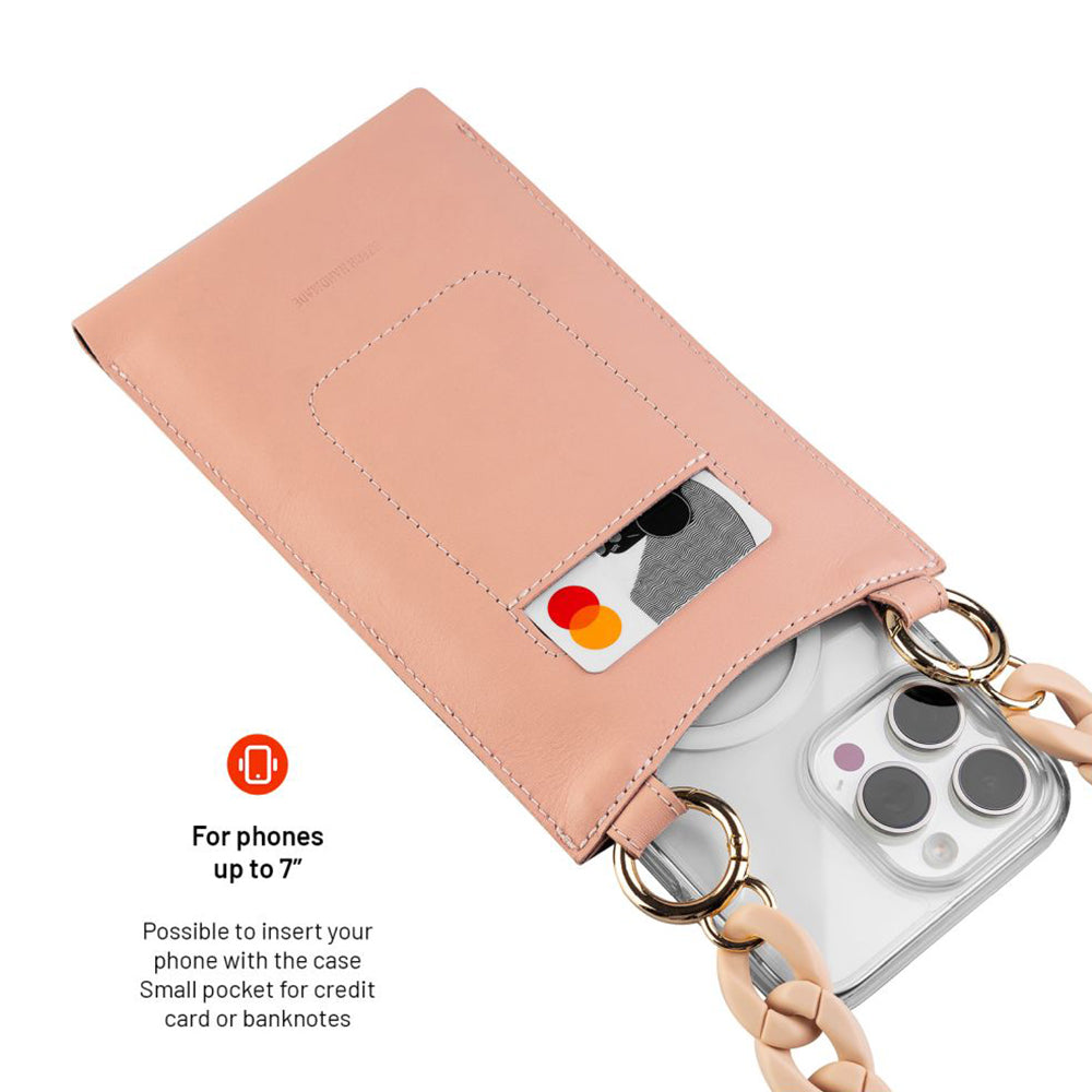Husa de protectie Fixed Universal Shoulder Bag Venezia Leather (FIXVEN-PPI) compatibil cu for Mobile Phones 7", Roz