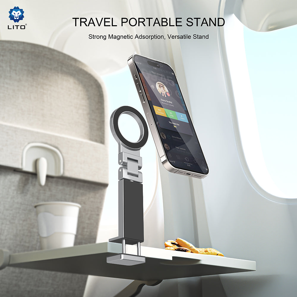 Suport Lito Travel Phone (LH01), Foldable, 360° rotation, One-Hand Operation Design, Gri