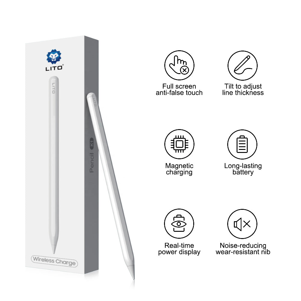 Stylus Lito Stylus Pen (K1), Wireless Charging, Palm Rejection, 90mAh, for iPad, Alb