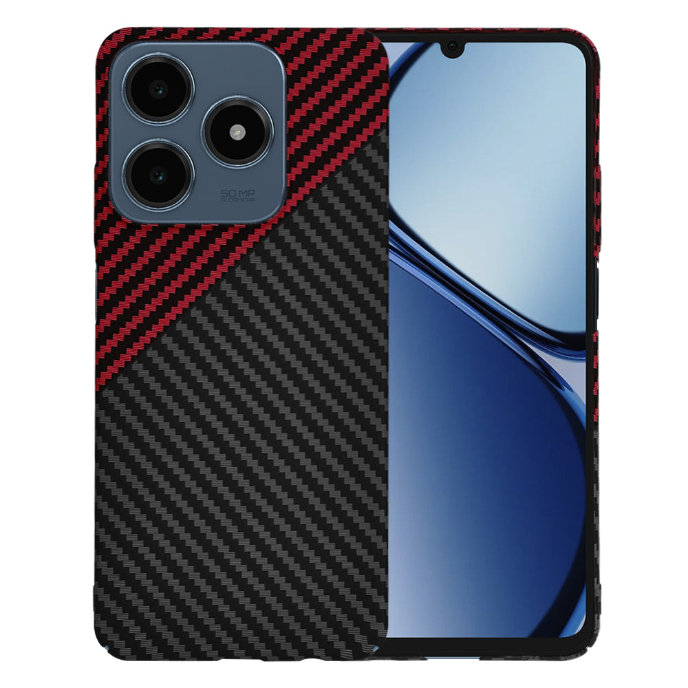 Husa de protectie Techsuit Carbonite FiberShell compatibil cu Realme C61 / Realme C63, Rosu Vortex