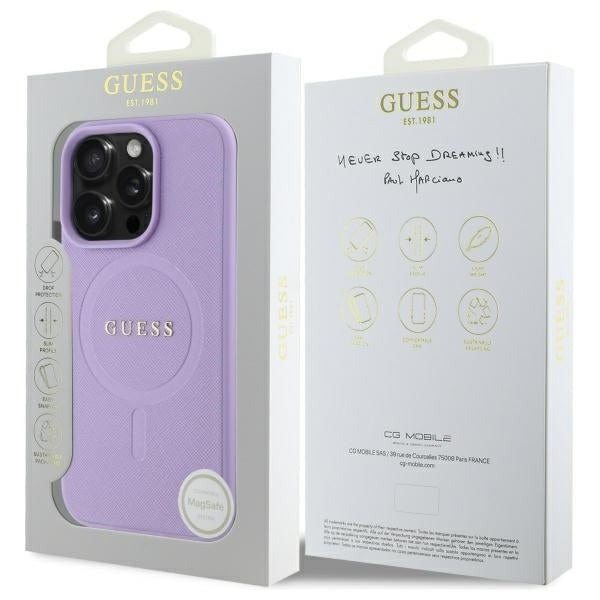 Husa de protectie Guess Saffiano MagSafe (GUHMP16XPSAHMCU) compatibil cu iPhone 16 Pro Max, Mov