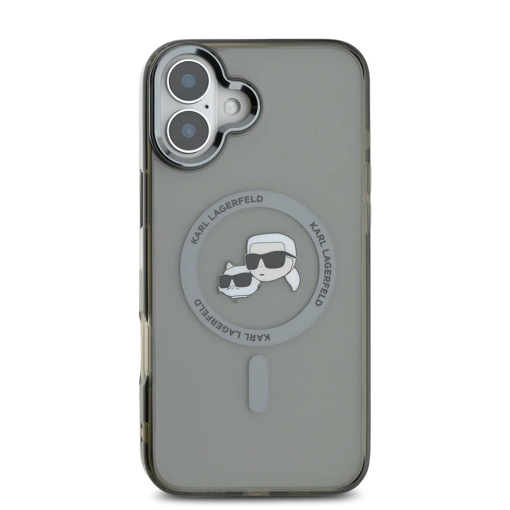 Husa de protectie Karl Lagerfeld IML MagSafe (KLHMP16MHLSKCK) compatibil cu iPhone 16 Plus, Metal Karl&Choupette Head