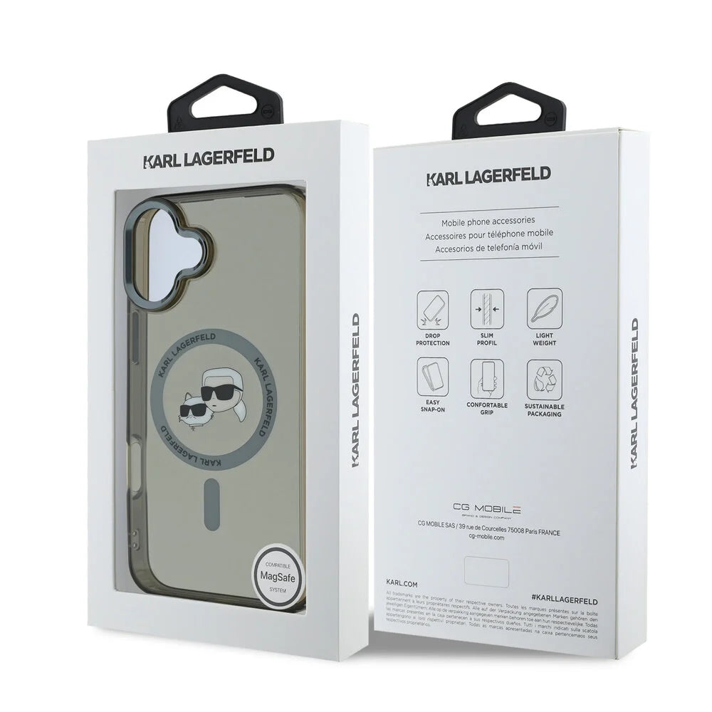 Husa de protectie Karl Lagerfeld IML MagSafe (KLHMP16MHLSKCK) compatibil cu iPhone 16 Plus, Metal Karl&Choupette Head