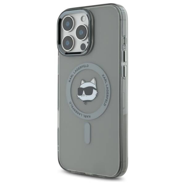 Husa de protectie Karl Lagerfeld IML MagSafe (KLHMP16LHLSCHK) compatibil cu iPhone 16 Pro, Metal Choupette`s Head