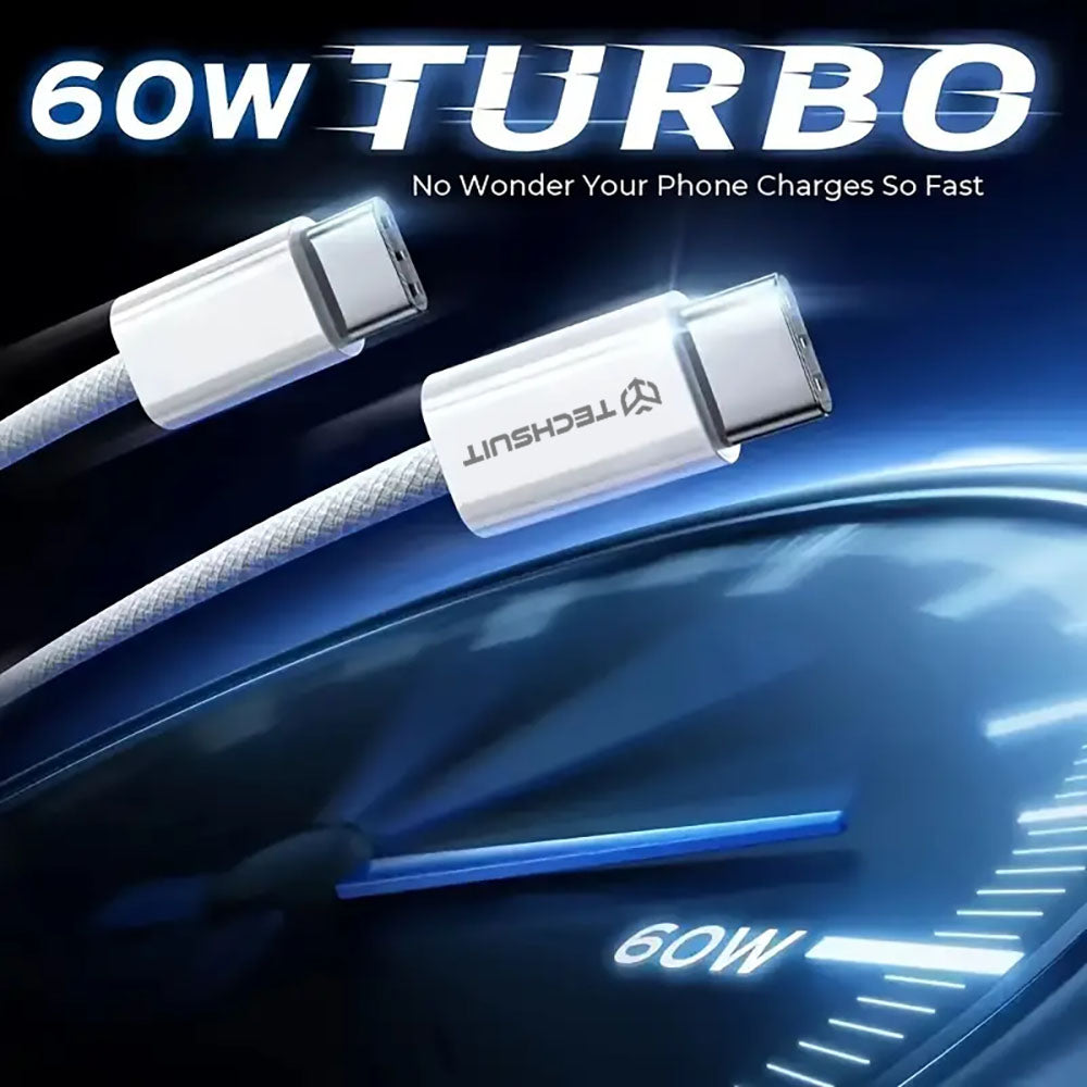 Cablu Techsuit (PCB114D), for Apple, Android, Type-C, Super Fast Charging, PD60W, Flexible, Durable, 1m, Mov
