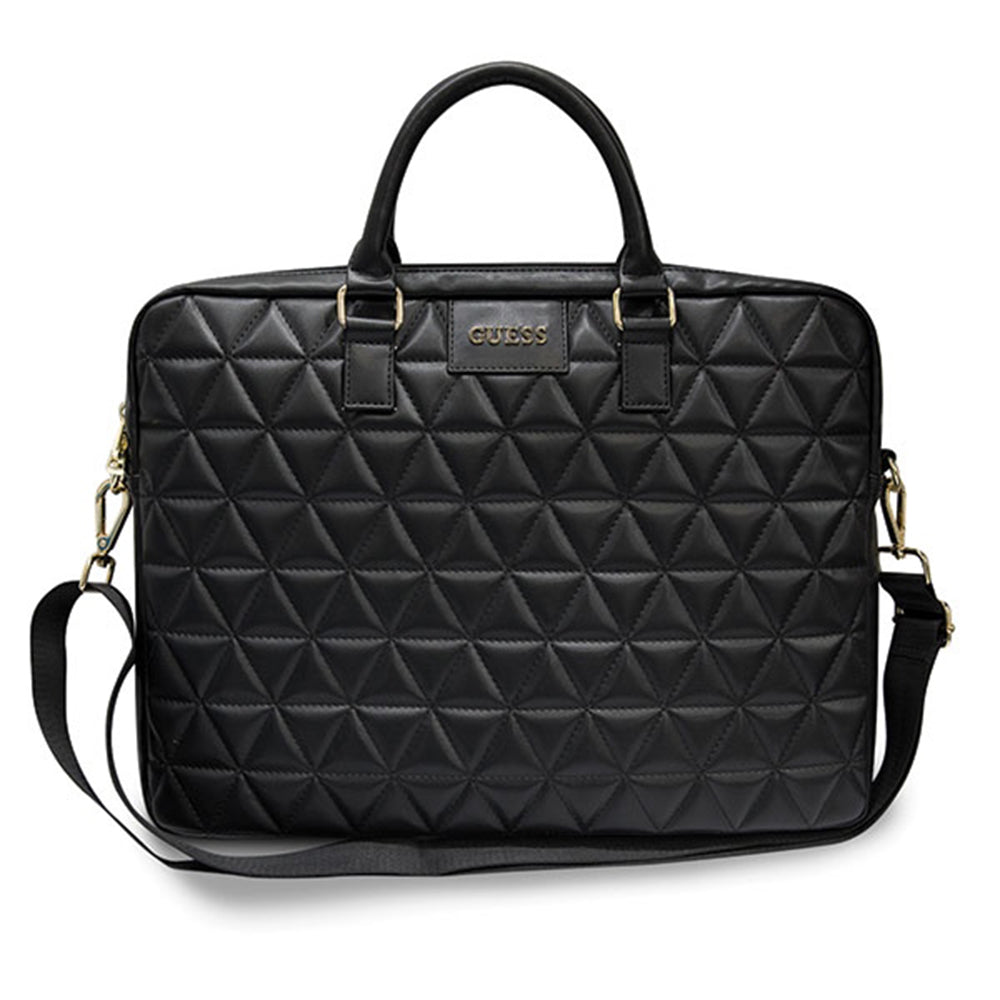 Geanta Guess Computer Bag Quilted (GUCB15QLBK), 15-16", Mosaique Pattern, Detachable Shoulder Strap, Adjustable, Negru
