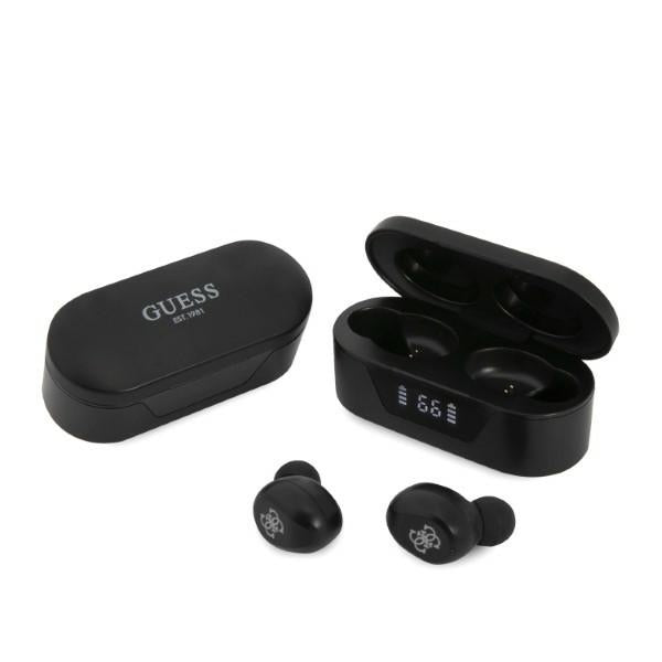 Casti Guess (GUTWST31EK), Bluetooth 5.0, TWS, USB-C, with LED Display, Docking Station, IPX4, Negru