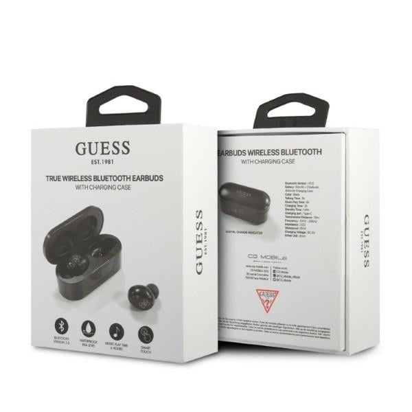 Casti Guess (GUTWST31EK), Bluetooth 5.0, TWS, USB-C, with LED Display, Docking Station, IPX4, Negru