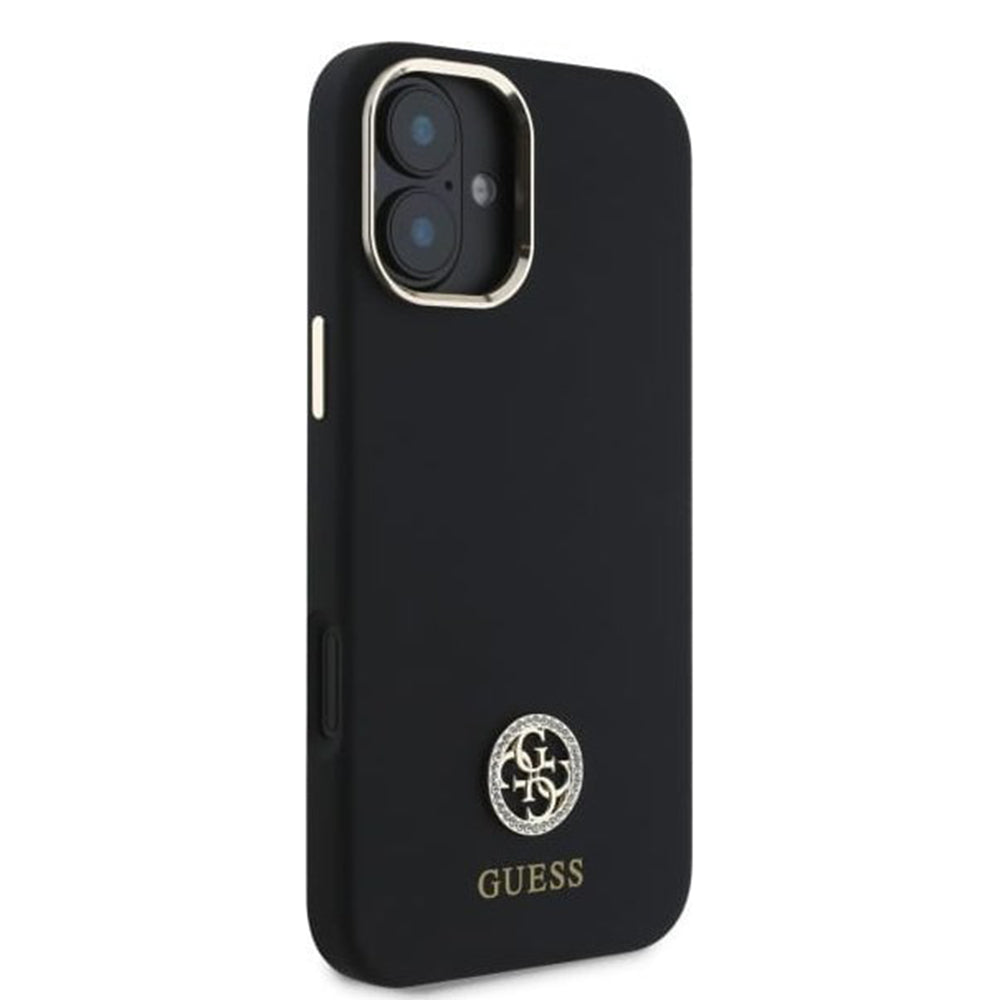 Husa de protectie Guess Silicone Logo Strass 4G (GUHCP16SM4DGPK) compatibil cu iPhone 16, Negru