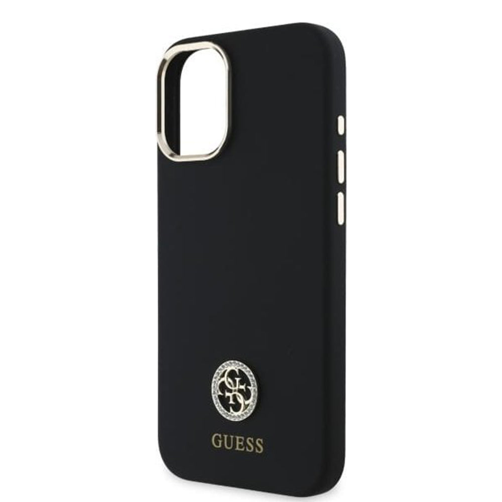 Husa de protectie Guess Silicone Logo Strass 4G (GUHCP16SM4DGPK) compatibil cu iPhone 16, Negru