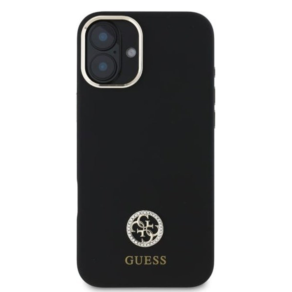 Husa de protectie Guess Silicone Logo Strass 4G (GUHCP16SM4DGPK) compatibil cu iPhone 16, Negru