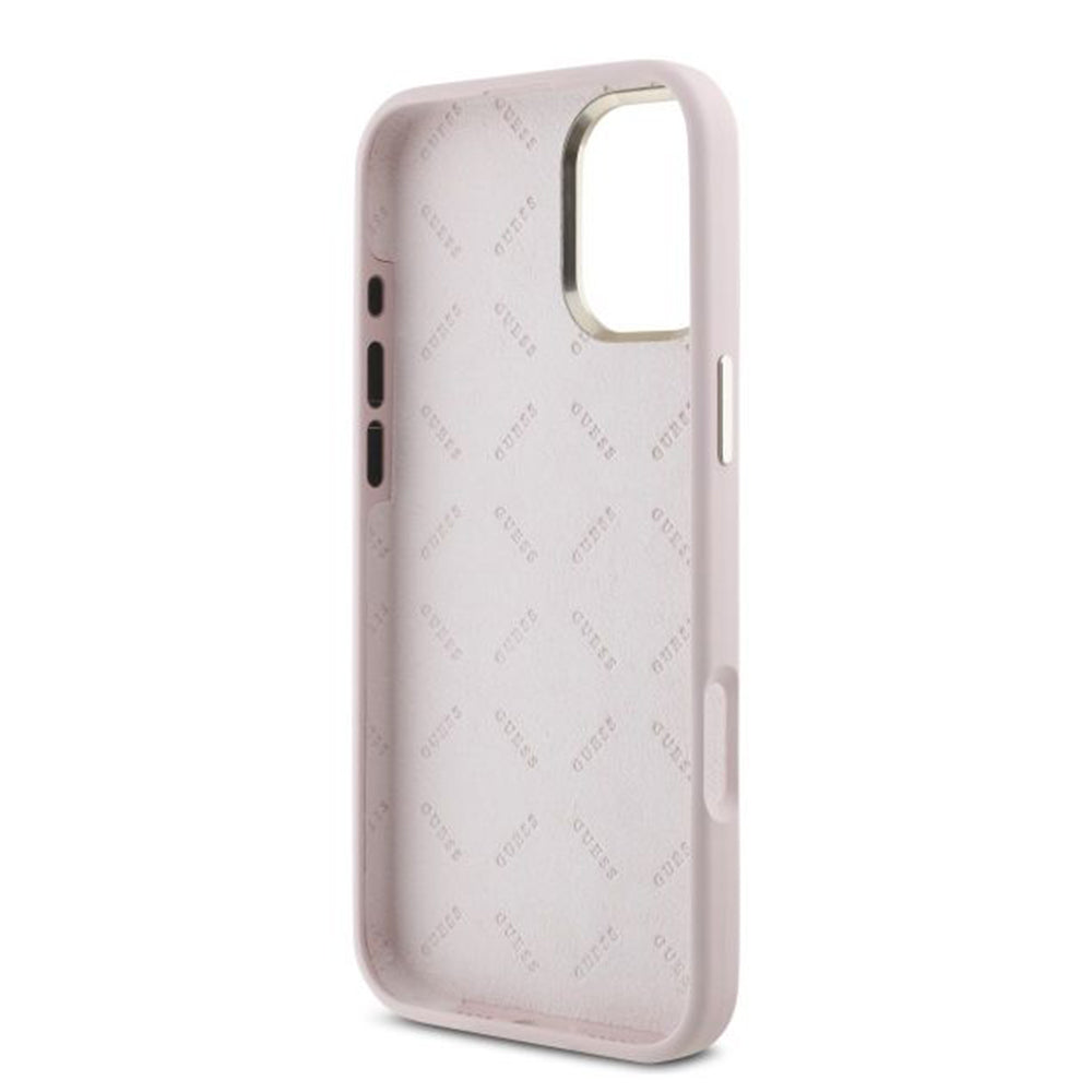 Husa de protectie Guess Silicone Script Metal Logo & Frame (GUHCP16MSMBSLP) compatibil cu iPhone 16 Plus, Roz