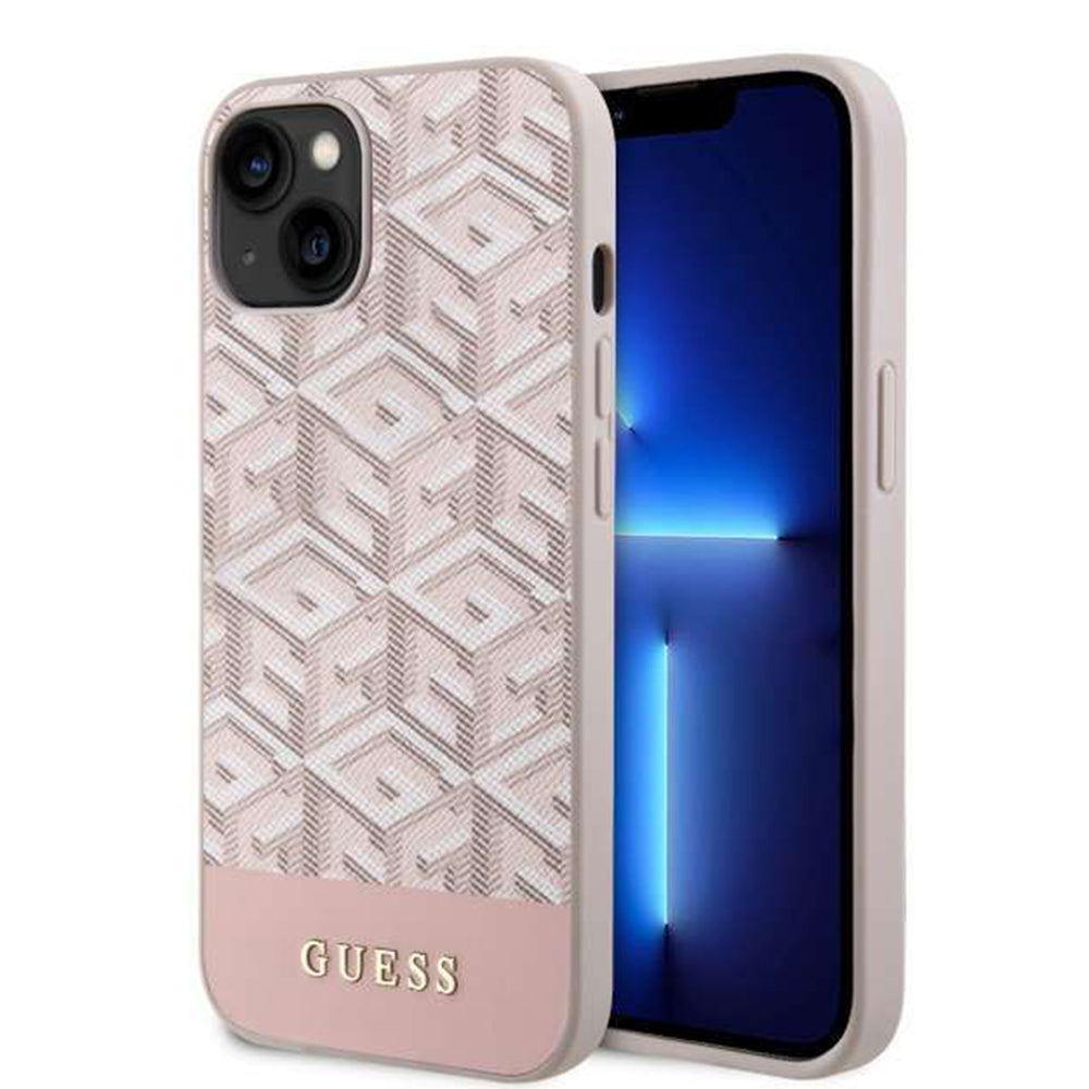 Husa de protectie Guess GCube Stripes MagSafe (GUHMP14SHGCFSEP) compatibil cu iPhone 14, Roz