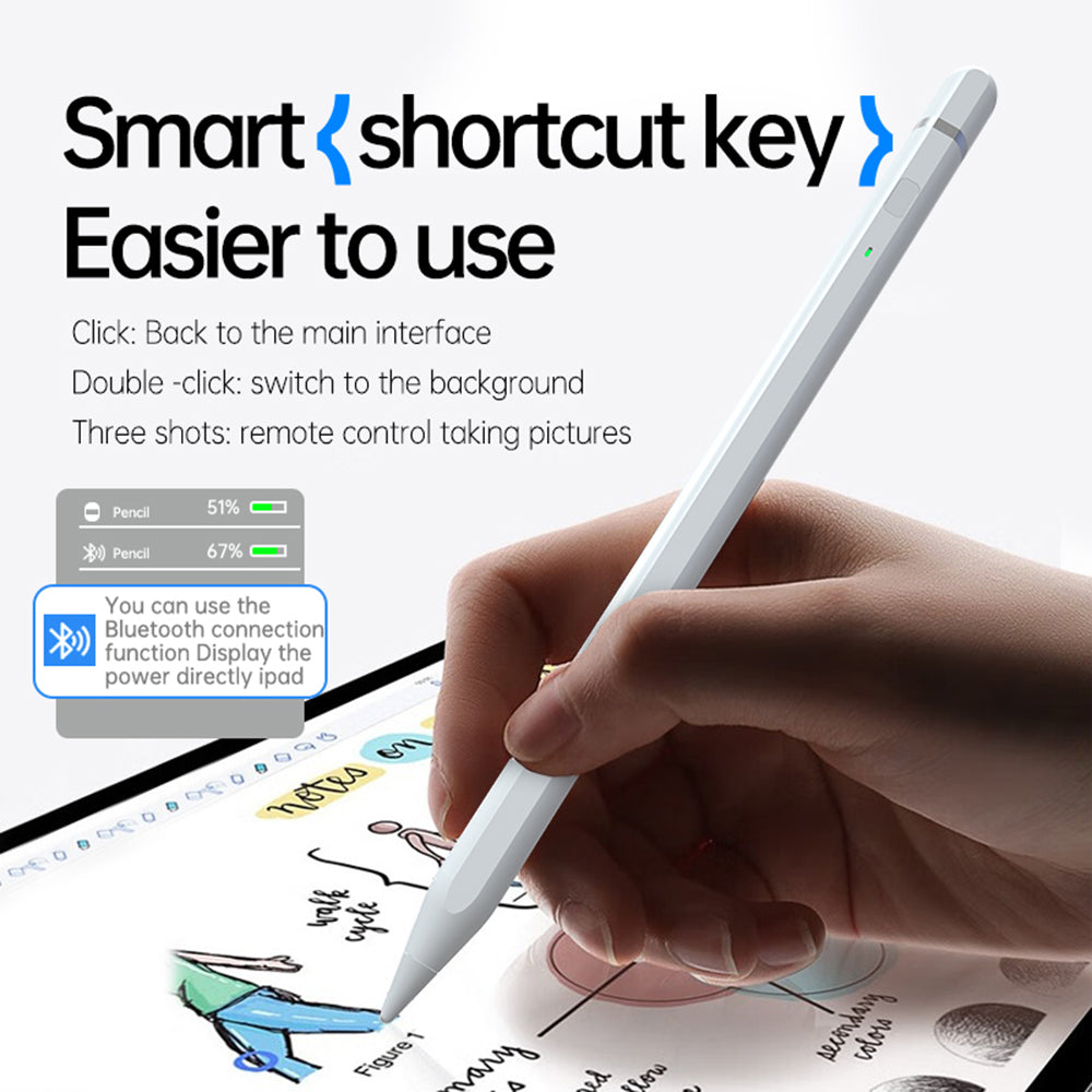 Stylus Techsuit Stylus Pen (AP01 Pro), for iPad, Bluetooth, Type-C, Palm Rejection, Tilt Pressure Sense, 125mAh, Alb