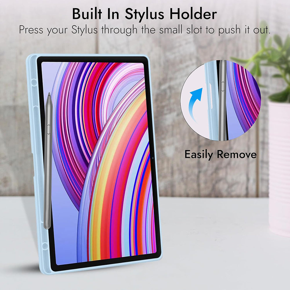 Husa de protectie tableta Techsuit Flex Trifold (with Pencil Holder) compatibil cu Xiaomi Redmi Pad Pro / Redmi Pad Pro 5G / Poco Pad, Albastru Inchis