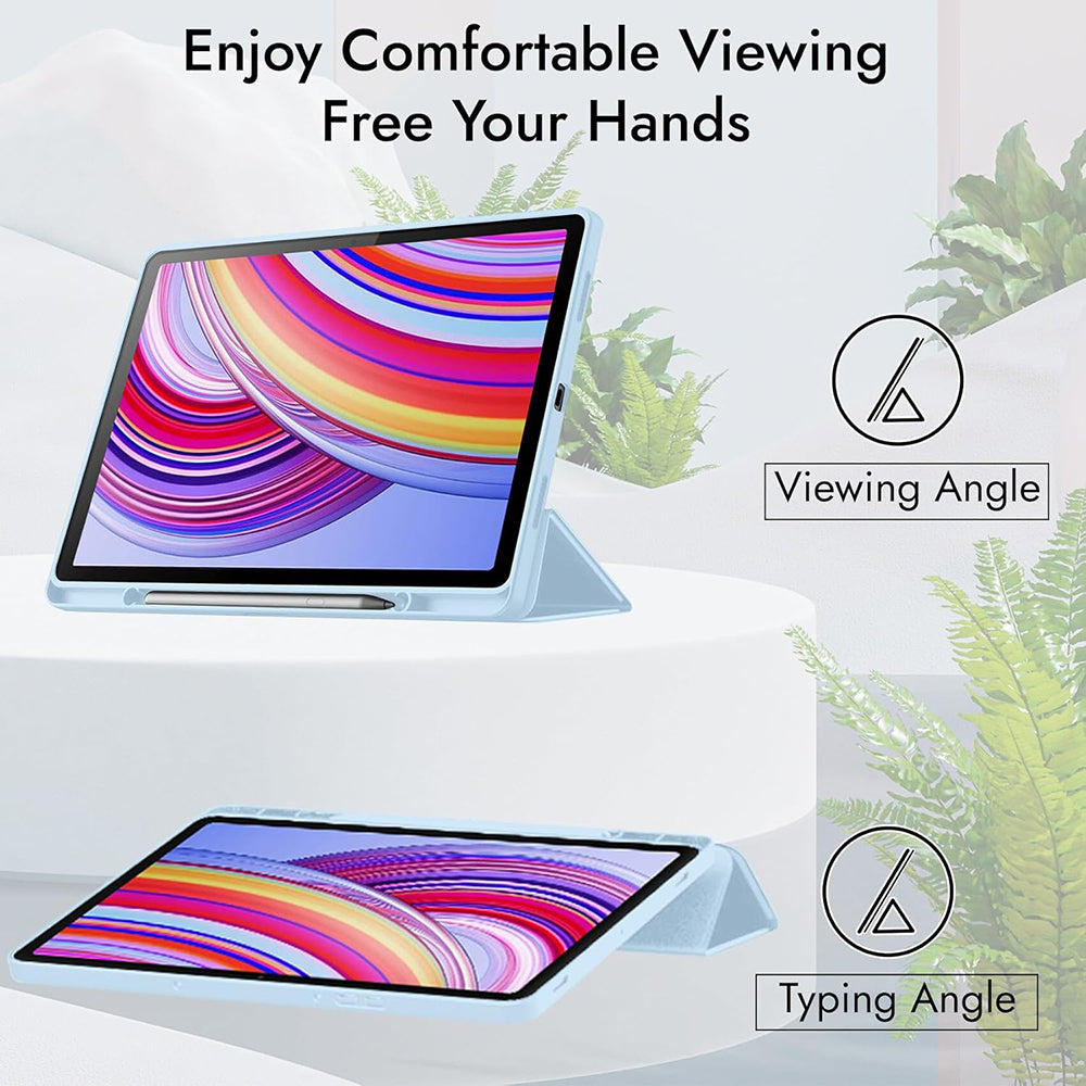 Husa de protectie tableta Techsuit Flex Trifold (with Pencil Holder) compatibil cu Xiaomi Redmi Pad Pro / Redmi Pad Pro 5G / Poco Pad, Albastru Cer