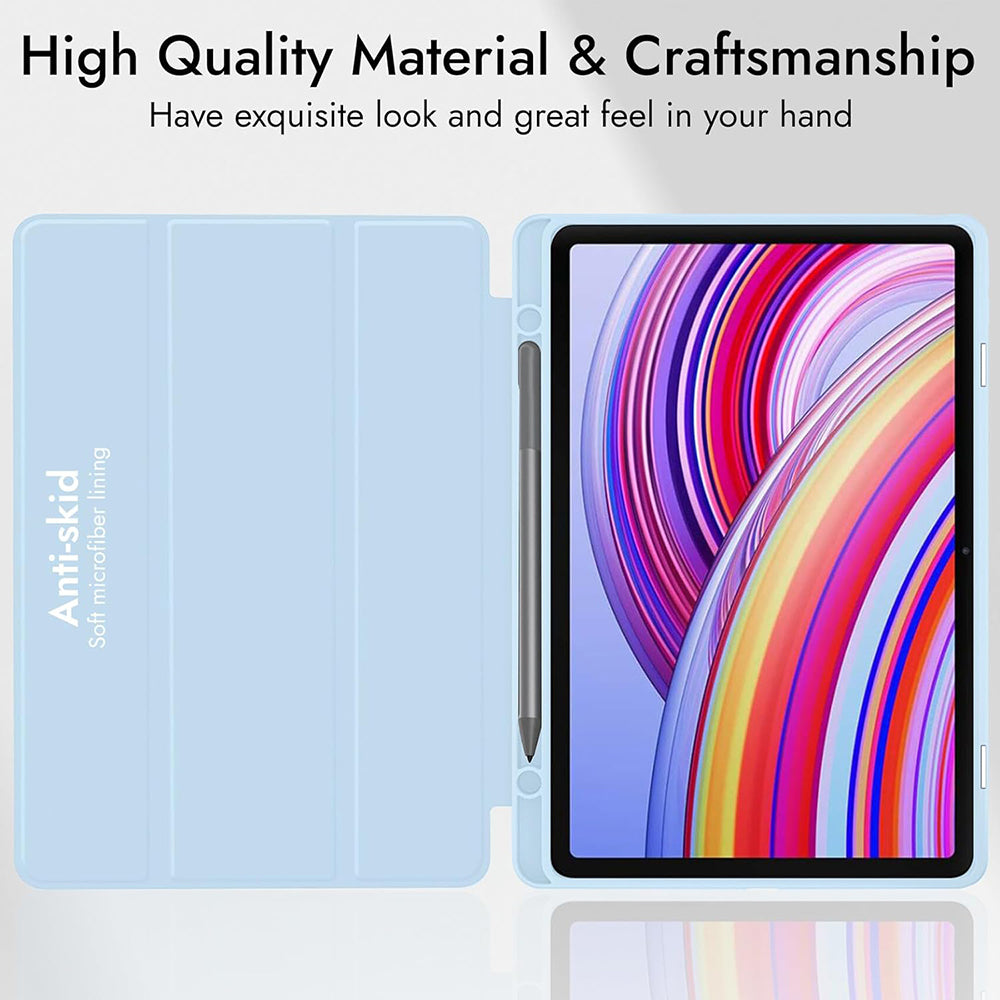Husa de protectie tableta Techsuit Flex Trifold (with Pencil Holder) compatibil cu Xiaomi Redmi Pad Pro / Redmi Pad Pro 5G / Poco Pad, Roz