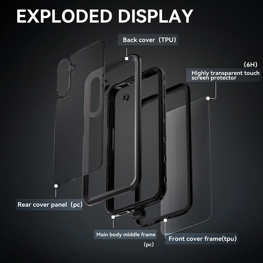 Husa de protectie ShellBox Waterproof IP68 compatibil cu Samsung Galaxy A16 4G / A16 5G, Negru