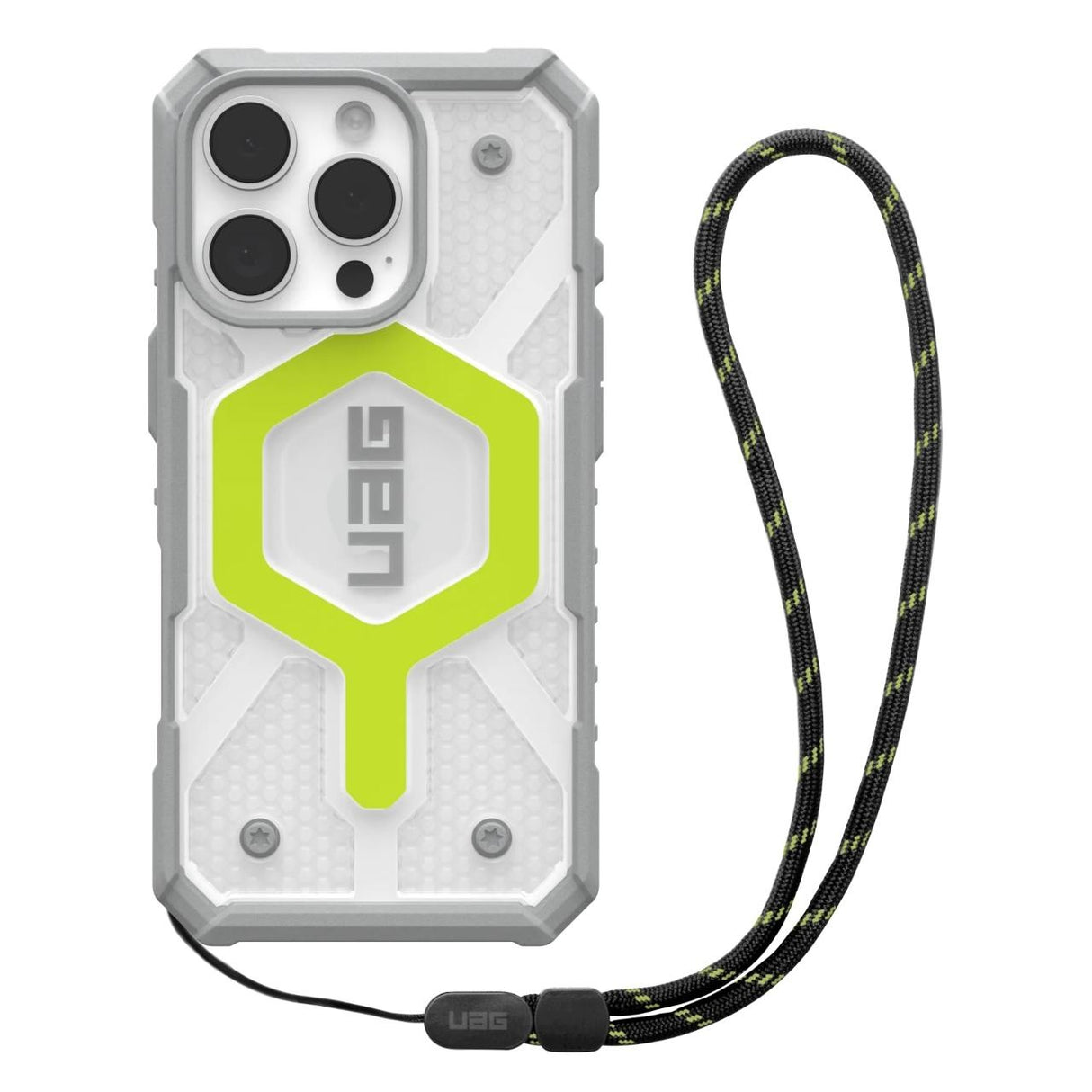 Husa de protectie UAG Pathfinder Clear Magsafe compatibil cu iPhone 16 Pro, Active Neon Lanyard