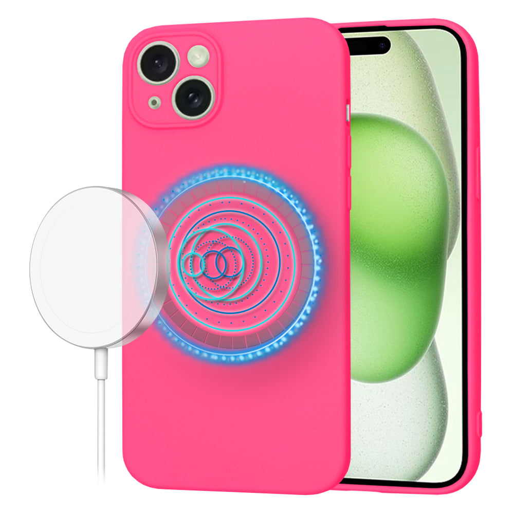 Husa de protectie Techsuit SoftFlex MagSafe compatibil cu iPhone 15 Plus, Roz Intens