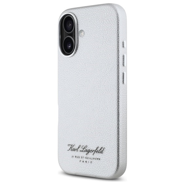 Husa de protectie Karl Lagerfeld Hardcase Leather Hotel (KLHCP16SPGWCMKHG) compatibil cu iPhone 16, Gri Rsg