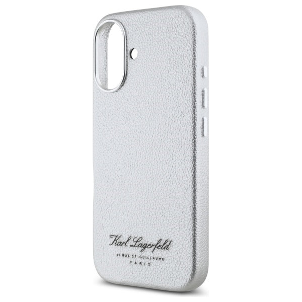 Husa de protectie Karl Lagerfeld Hardcase Leather Hotel (KLHCP16SPGWCMKHG) compatibil cu iPhone 16, Gri Rsg
