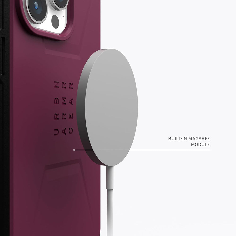 Husa de protectie UAG Civilian MagSafe compatibil cu iPhone 15 Pro, Bordo