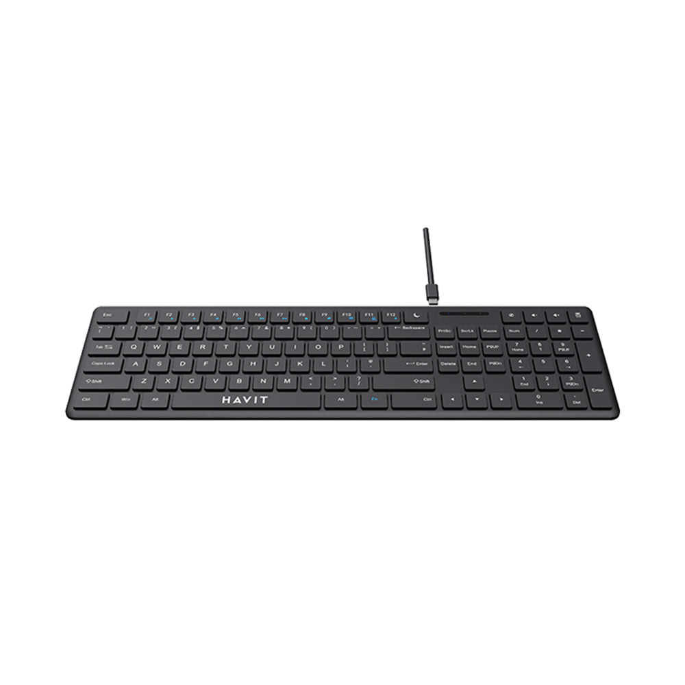 Tastatura/Mouse Havit Wired Keyboard (KB252), USB-C, 300mA, 1.5m, 5V, Negru