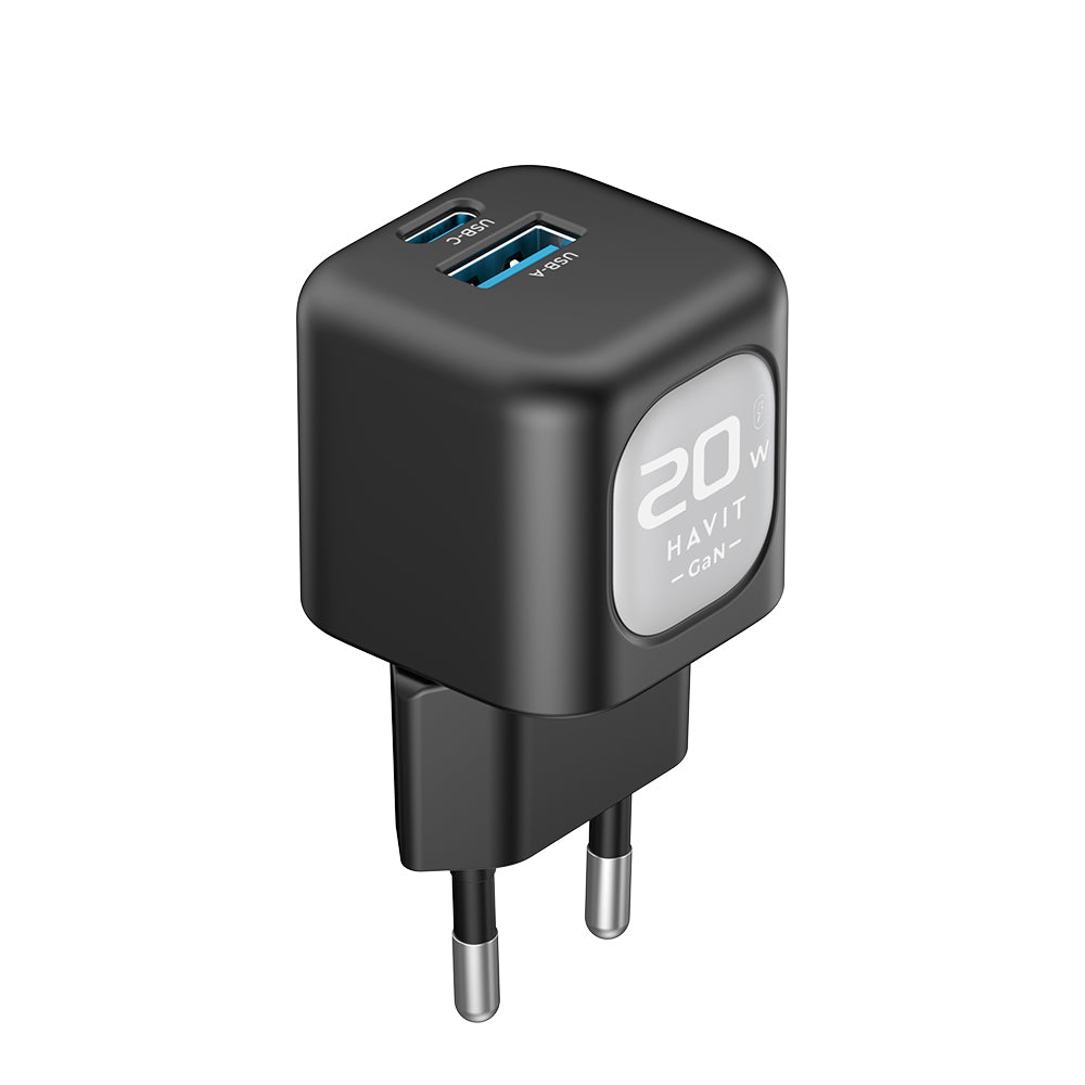 Incarcator Havit (UC220 EU), USB, Type-C, GaN, 20W, Negru / Gray
