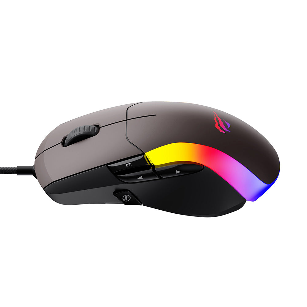 Tastatura/Mouse Havit Wired Gaming Mouse (MS959S), with RGB Lights, 1200/2400/3200/4800/6400/8000 DPI, 1.6m, 5V, Negru / Ochre