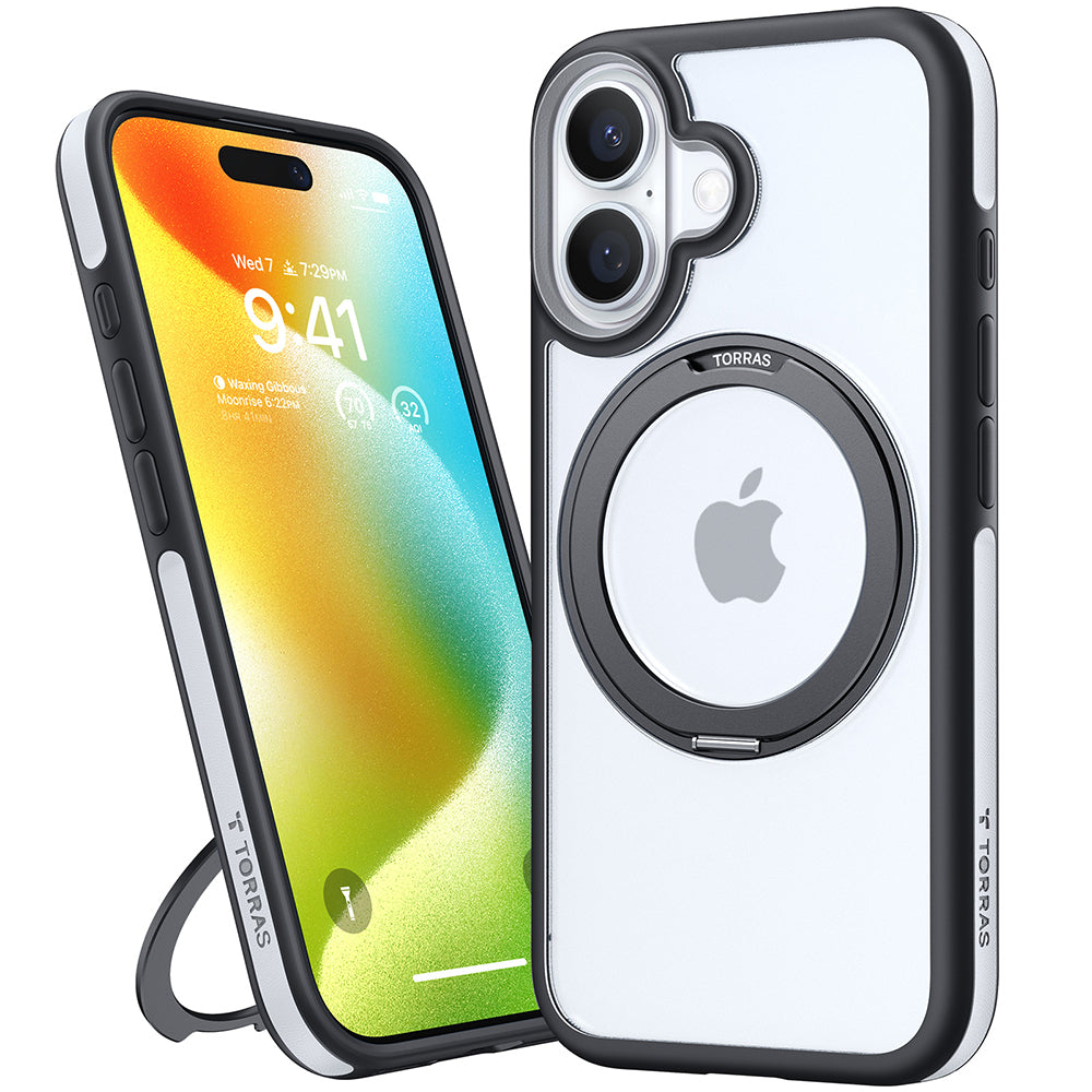 Husa de protectie Torras Ostand R Fusion MagSafe Series compatibil cu iPhone 16, Negru