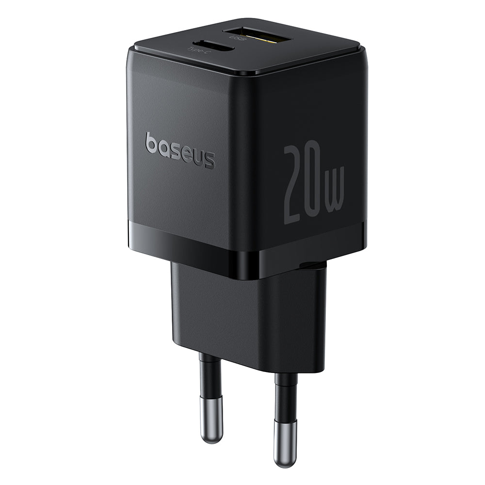 Incarcator Baseus Palm (P10111608113-01), Type-C Cable Included, 2in1 Fast Charger, USB, USB-C, 20W, 5V/3.0A, 1m, Cluster Black