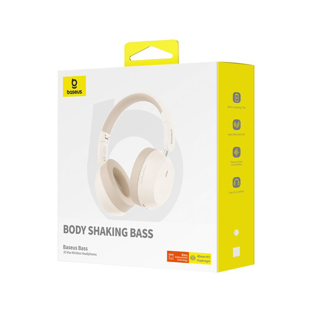 Casti Baseus Wireless Bass 35 Max (A00070800221-00), On-ear, Bluetooth 5.3, Sound Isolation, Foldable, Stellar White