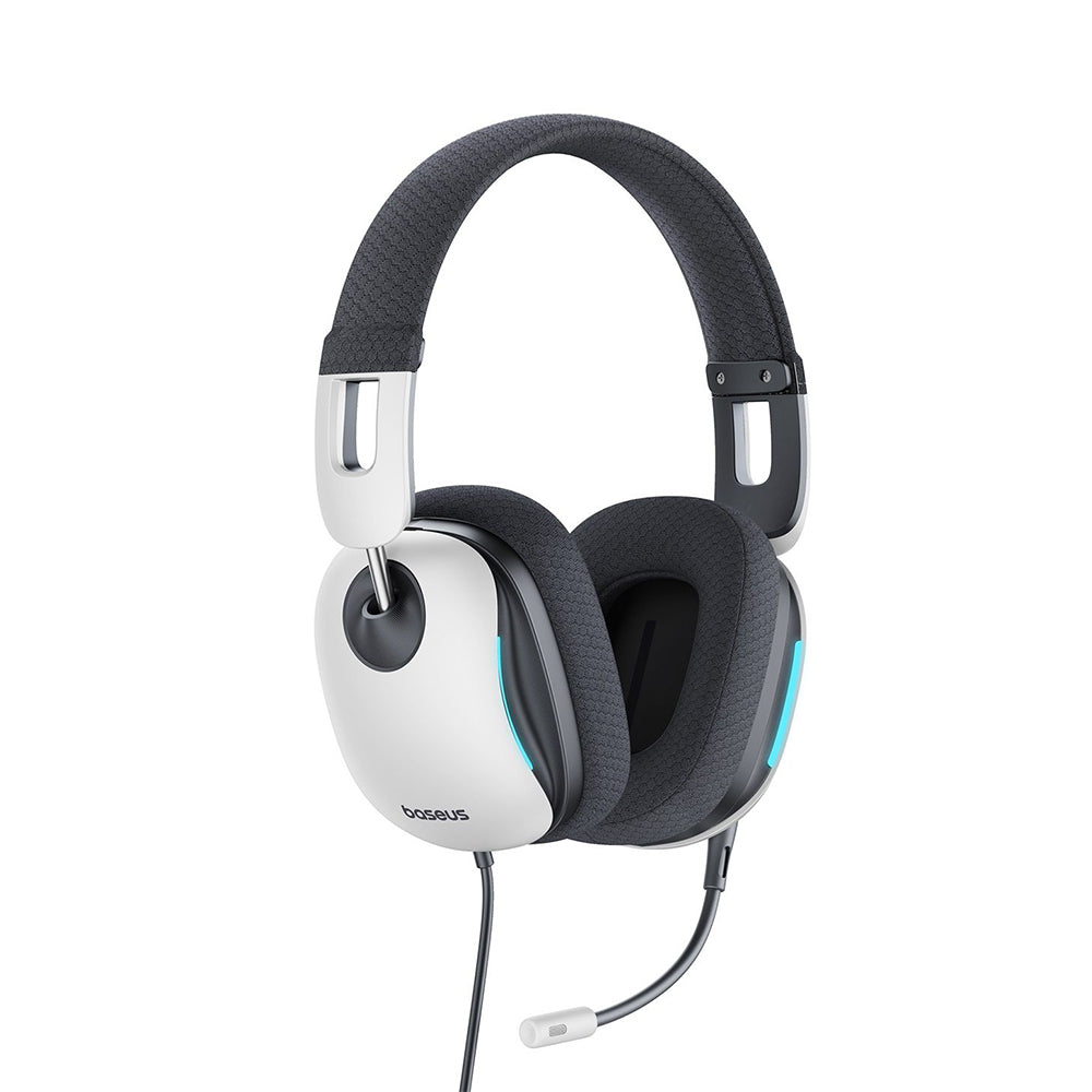 Casti Baseus Gaming GoPlay 1 Max (A00181003213-00), with Microphone, In-Line Cable Controls, LED Light, Moon White